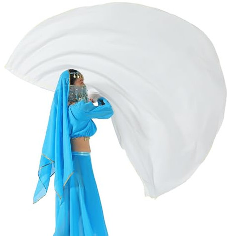 Baisdan 140 x 190 cm halbrunde Chiffon-Anbetungsflaggen mit Flexstab, Kirche, prophetischer Anbetung, Lob, Tanz, 0# Weiß