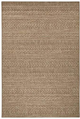 Teppich Boss - Flachgewebe Indoor & Outdoor Teppich Granado Beige Braun in Natur-Optik, Größe:80x150 cm
