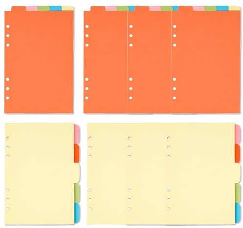 Ordner Trennblätter 8 Sets Ordner A5 Ringbuch Register Index Teiler 6 Loch A5 register Quer und Vertikale für Notizblock, Ringbuch, Planer