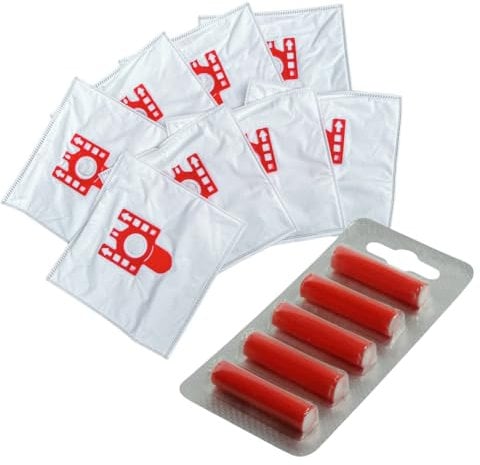 Avern Dust Bags Compatible With Miele hoover bags Complete C2 Complete C3 Classic C1, S8,S5,S2 GN TYPE Vacuum Cleaners (8 Pack + 5 Freshener Sticks) (Red FJM Bags, 8 Pack + Fresheners Sticks)