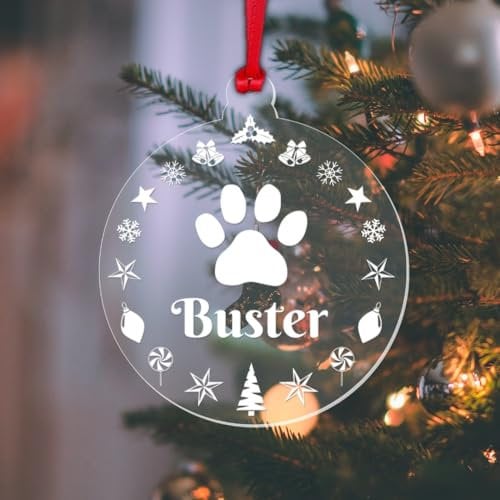 Shamsco Personalised Christmas Bauble Cat Dog Pet Hanging Xmas Tree Decoration Acrylic