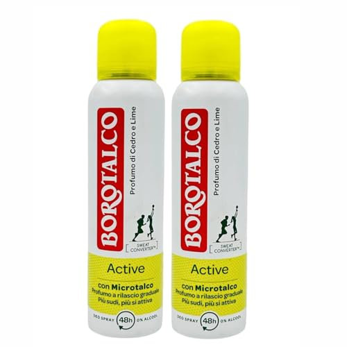 Borotalco Active Uni-Deodorant mit Mikrotalk mit Zedern- und Limettenduft Spray 48H ohne Alkohol 150 ml (2)