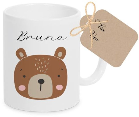 Manufaktur Liebevoll Tasse mit Namen Kinder Kindertasse mit Namen Becher Keramik Mädchen Junge Namenstasse Bär Geschenk