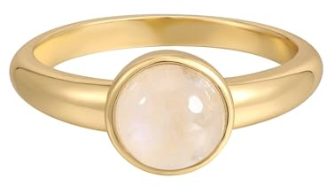 Rafaela Donata Damen Ring 925/- Sterling Silber gelbgold | gelbvergoldet 14 Karat, Solitärring, Mondstein, weiß