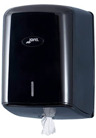 Jofel - Dispensador de Papel en Bobina hasta 205mm Mecha en Continuo, Bobina Especial para Dispensar por el Centro de la Base, Maxima Higiene, Carcasa ABS, Valor AG47600, Negro
