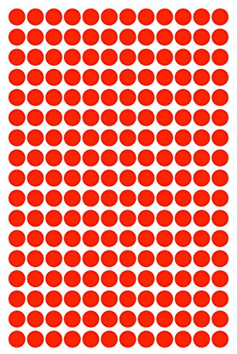 612 Klebepunkte, 10 mm, Neon rot, aus PVC Folie, Markierungspunkte, Punkt, Vinyl, leuchtend, rund, selbstklebend