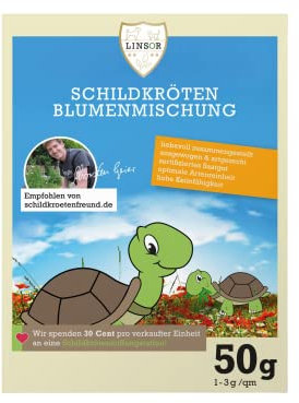 Linsor Mélange de fleurs pour tortues - 50 g pour 17 à 50 m² - Nourriture pour tortues terrestres