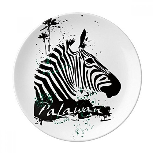 Palawan Assiette à dessert décorative en porcelaine Motif zèbre 20,3 cm