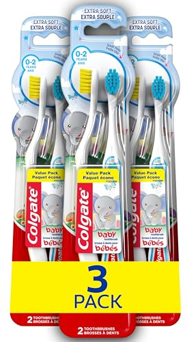Colgate My First Baby and Toddler Toothbrush, Extra Soft Infant Training Toothbrush, Ages 0-2, 6 Count