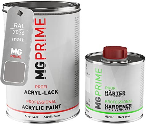 MG PRIME RAL 7036 Platingrau/Platinum grey matt Acryl-Lack 1,5 Liter / 1500 ml Dose inkl. Härter