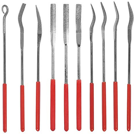 Gasea 10pcs Diamond Needle File Set Mini Riffler Needle Diamond Files Kit | Jewelers Wood Ceramic Glass Carving Craft 3 x 140mm