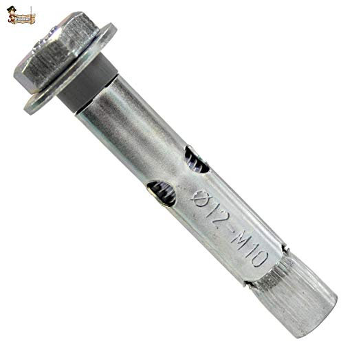 BricoLoco - Tassello di ancoraggio metallico in acciaio zincato 8.8 a espansione con vite esagonale, per parete, soffitto, pavimento, trx, tenda da sole (75, 8 x 80)