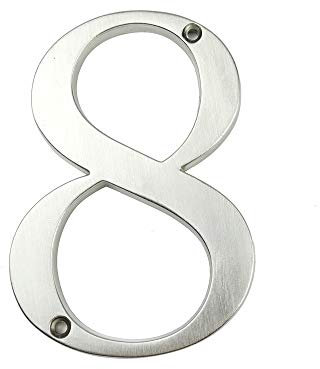 HASWARE House Number Sign 4 inch (10 cm) Modern Door Numbers Signage Plaque Street Home Address Numerals Zinc Alloy (8, Silver)