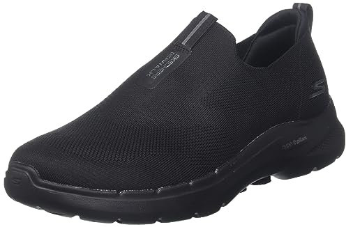 Skechers Men's Go Walk 6 Sneaker, Black Textile, 10.5 UK