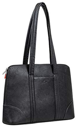Rivacase UtoteBag Umhängetasche Tote Bag für Frauen Laptoptasche für Tablett bis 16 Zoll und Macbook Pro - Schultertasche Damen, Notebooktasche, Damentasche für Notebook / (schwarz)
