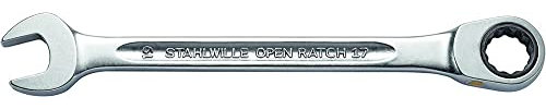 STAHLWILLE Nr. 17F l Ratschen-Ringmaulschlüssel 17 mm l flache Ringseite l extrem belastbar l schraubenschonend