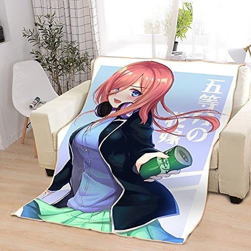 The Quintessential Quintuplets Nakano Miku Anime 3D-Digitaldruck Flanell Ultraweiche Micro-Fleece-Decke Pflegeleicht