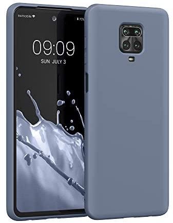 kwmobile Hülle kompatibel mit Xiaomi Redmi Note 9S / 9 Pro / 9 Pro Max Hülle - gummierte TPU Silikon Handyhülle - Schutzhülle für kabelloses Laden - Case in Blaugrau