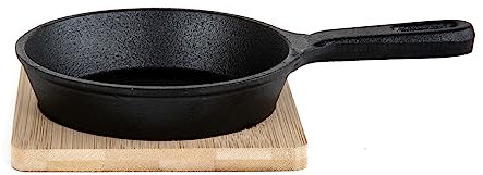 HOMLA Andreas Bratpfanne aus Gusseisen mit Bambuspolster 21x12 cm