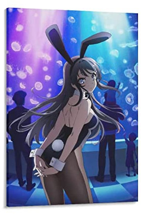 JITENG Sakurajima Mai Poster Tapisserie Rascal Does Not Dream of A Dreaming Girl Tapete Druck Foto Kunst Malerei Leinwand Poster Zuhause Modern Decor Poster 12x