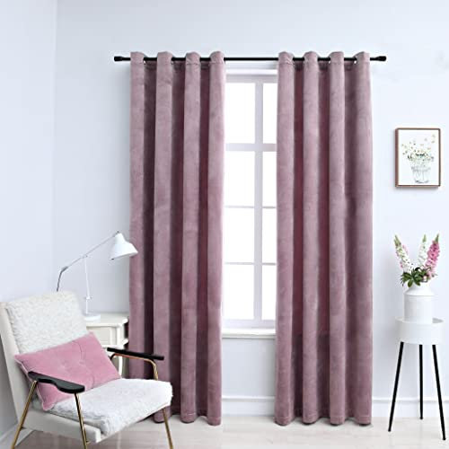 WIFESE 2 Stück Verdunkelungsvorhänge mit Ösen 140x225 cm Samt Antik-Rosa Vorhang Blickdicht Gardine Curtains Wärmeisolierende Vorhänge Gardinen Wohnzimmer Fenstervorhänge Vorhang Polyester