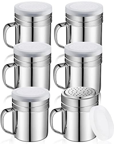 Lallisa 6 Pcs 10oz Stainless Steel Salt and Pepper Shakers with Lid and Handle