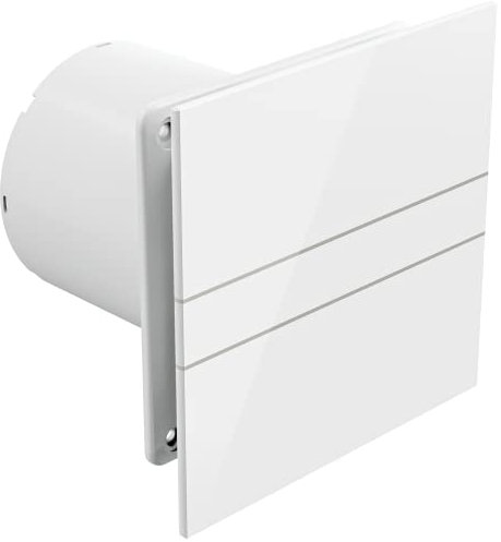 8W Axial Bathroom Extractor Fan with Electronic Timer & Silent Operation | 100mm / 4, IP44 Rated with Back Draft Excluder: Glass Finish (100mm with Timer, White)