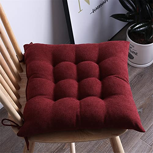Lukery Stuhlkissen rutschfeste, Waschbare Weiche Sitzkissen Komfort Stuhlauflage als Stuhl Kissen für Outdoor & Indoor Gartenstuhl, Küche oder Esszimmerstuhl (45x45x5cm,Weinrot)