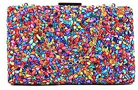 MODELISA - Bolso Clutch Piedra Cartera De Mano Fiesta Cadena Hombro Evento Noche Comunion Boda Novia Mujer (Oro)