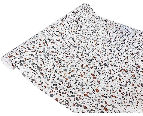 Klebefolie Möbel 67,5x490 cm | Möbelfolie selbstklebend in Steinoptik | Folie für Möbel zur einfachen Renovierung von Türen, Tischen und Regalen | Klebefolie dekorativ und abwaschbar | Terrazzo Grau
