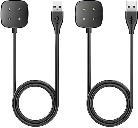 Sowuouxy Kompatibel mit Fitbit Sense/Versa 3 2 Pack Ersatz USB Ladekabel Dock Ständer für Sense/Versa 3 Zubehör