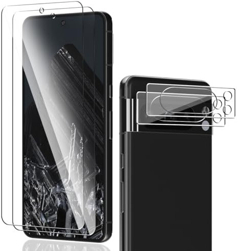 Phlleyaa Verre Trempé Pour Google Pixel 8 Pro,Protection Décran 2 Pièces et Google Pixel 8 Pro Caméra Arrière Protecteur 2 Pièces 9H Dureté,sans Bulles Pour Google Pixel 8 Pro Protection Décran