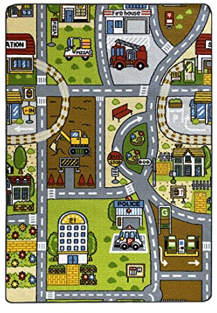 Acomoda Textil – Alfombra Infantil Ciudad Carretera para Jugar con Coches. Alfombra Antideslizante, Plegable Acolchada. (Modelo B, 100x140 cm)