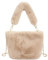 Meliyya Damen Fellimitat Schultertasche Plüsch Umhängetasche Flauschige Handtasche mit Ketten Plüsch Griff, Khaki