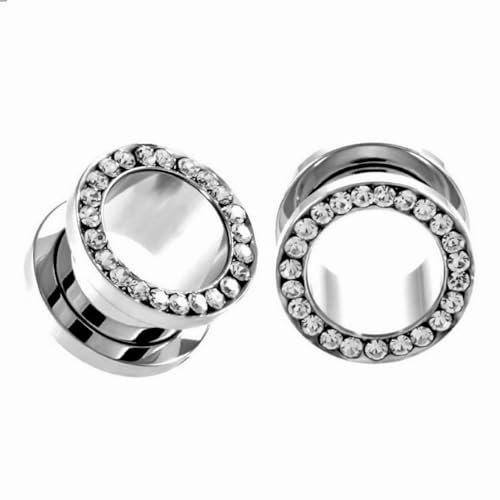 Decentraland Transparent 2 Stück Edelstahl O Ohrmessgeräte Tunnel Ohren Schraubverschluss Körperpiercing-Schmuck 20mm（3/4）