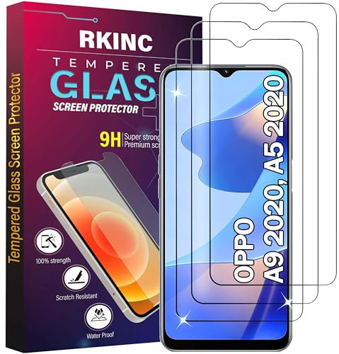 RKINC Verre Trempé [Lot de 3] pour Oppo A9 2020, Oppo A5 2020, Film Protection écran, Dureté 9H 0,33 mm HD Glass [Garantie à vie][sans Bulles d'air][Résistant aux rayures]