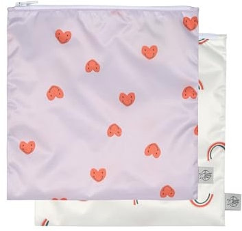 LÄSSIG Borsa riutilizzabile per lo spuntino Borsa per la colazione 2 pz/Snack Bag Happy Rascals Heart