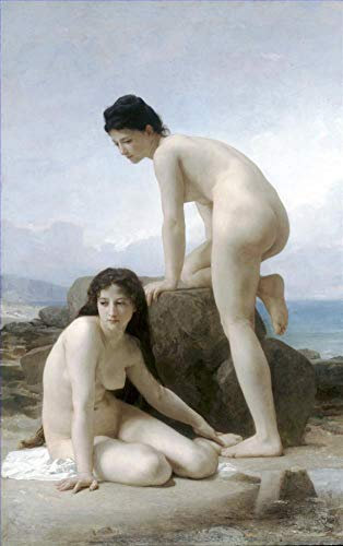 Toperfect 6 Kunstgemälde „Les deux baigneuses“ Nacktes Ölgemälde von William Adolphe auf Leinwand, Wanddekoration 01, €50-2000 Handgemalt von Lehrern der Kunstakademien