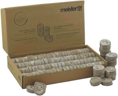 Meister Kokos-Quelltabletten Ø 3,5 cm - Praktisches Set mit 100 Stück - Mit pflegendem Nährstoff-Mix - 100% torffrei aus Kokos - Biologisch abbaubares Material / Kokostabletten / Kokoserde / 9968880