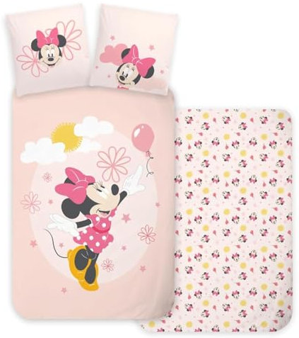 Bettwäsche Disney Minnie Maus, 100% Baumwolle, Bettbezug 100 x 135 cm + Kissenbezug 40 x 60 cm