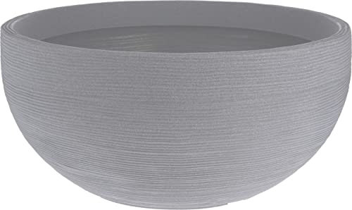 Muddy Hands 60cm Extra Large Grey Chisel Effect Bowl Plant Pot Indoor Home Outdoor Garden Round Plastic Flower Planter Water Feature