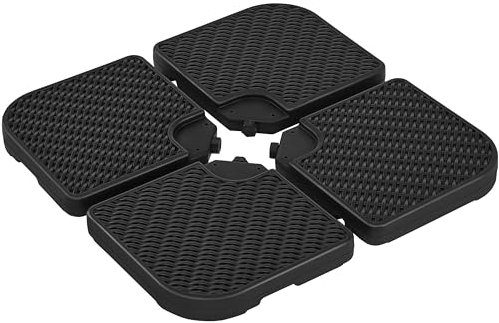 Yaheetech Lot de 4 Dalles de Parasol Remplissage d'eau 60 L Pied de Parasol Lestage Base de Parasol Jardin Terrasse Piscine Restaurant 105 × 105 × 7,5 cm Noir