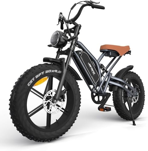 JANSNO Bicicletta Elettrica 20 x 4.0 Fat Tire, 7 Velocità Bici Elettrica, Freni a Disco Meccanici Anteriori e Posteriori, E-Bike per Adulti, Batteria Rimovibile 48V 14Ah