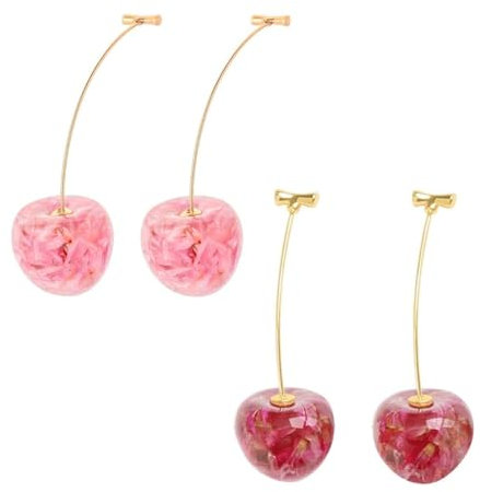 SCJJZ Ohrringe für Damen,Ohrringe Damen Kirschohrringe Süße Modeohrringe Schmuck Geschenke für Frauen und Mädchen (2 Paar)