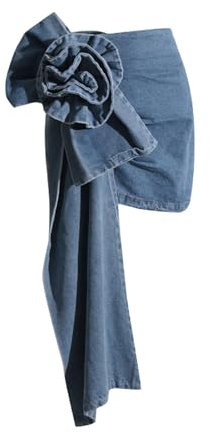 JITEM Minigonna Aderente in Denim da Donna Minigonna a Pieghe 3D Fiore Rosa Estate Casual a Vita Alta a-Line Gonna Corta Jean Y2k da Donna