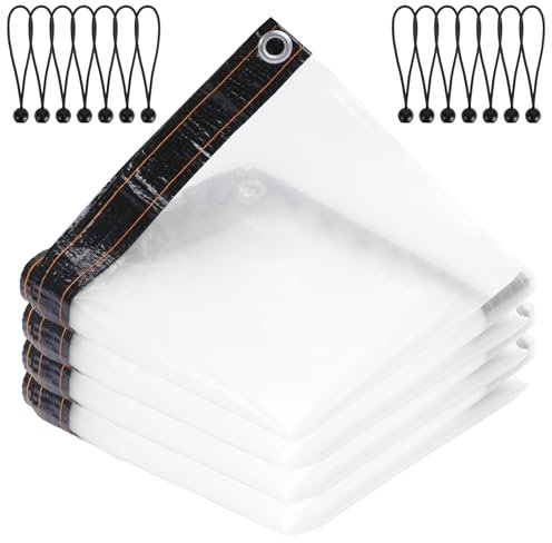 HO2NLE Lona Impermeable Exteriores Transparente con Ojales 2x4m Uso Lona de PE Plástico Adecuado para Plantas Invernadero Jardines Camiones Cenadores