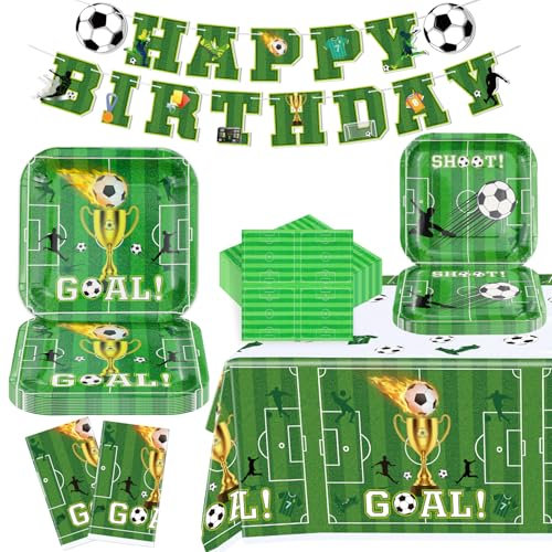 123 Pack Football Party Supplies Sports Theme Birthday Decorations Football Party Plates,Napkins,Banner, Tablecloth Set Football Theme Set for Boys Sports Theme Birthday Decorations Serves 40 Guests