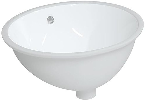 Einbauwaschbecken aus Keramik, Oval Waschbecken, Handwaschbecken, Einbaubecken, Aufsatzwaschbecken, Waschtisch, Hand Waschschale für Badezimmer & Gäste-WC, 49x40,5x21 cm