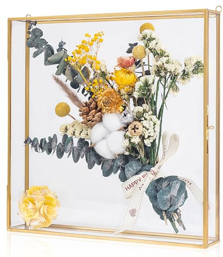 Großer Schattenbox-Rahmen, 30,5 x 30,5 cm, Glas-Hochzeitsschattenboxen, Vitrine, tiefer 3D-Bilderrahmen mit spurlosem, entfernbarem Kleber für Hochzeitsstrauß, Erinnerungen, Tickets und Fotos