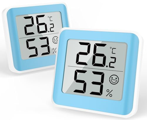 MeesMeek Indoor-Thermometer Feuchtigkeitsmesser-Hygrometer-Monitor mit großem LCD-Digitaldisplay,Komfortanzeige,℃/℉-Umschalter sowie Temperatur-und Feuchtigkeitssensor für Babyzimmer,Treibhaus(2 Pcs)